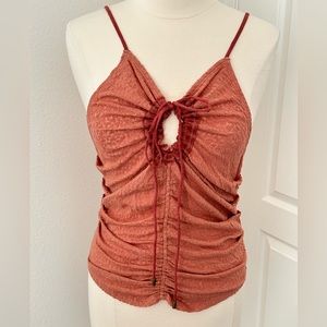 Free People Ruched Tank with Adjustable Straps Size XL. NWOT.